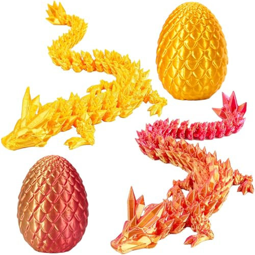 3D Printed Dragon in Egg, Fully Articulated Dragon in Eggs Easter Surprise Dinosaur Eggs Flexible Joints Mystery Dragon Action Figures for Home Office Birthday Party - 2 Pack