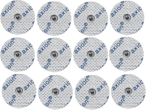 12 runde Elektroden-Pads Ø32mm - kompatibel mit TENS-Geräten & EMS-Trainern von Sanitas (wie SEM 40,41) & Beurer (wie EM 40,41) | Wiederverwendbar | Zertifiziertes Medizinprodukt von axion
