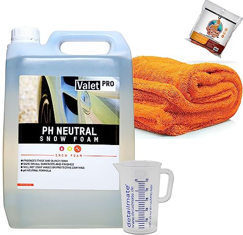 detailmate Auto Reinigungs Set ph Neutral Snow Foam 5L + Nuke Guys Gamma Dryer XXL Trockentuch Messbecher 50 ml