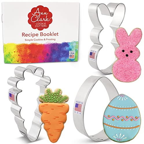 Ann Clark Cute Easter 3-Pc. Cookie Cutter Set, Made in USA, Easter Bunny, Carrot and Egg