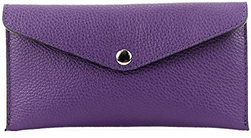 modamoda de - P03 - ital. Damen Portemonnaie Echtleder lang, Farbe:Purple