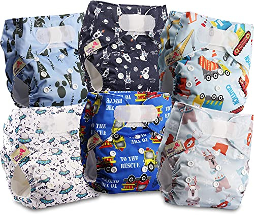 Littles & Bloomz Lot de 6 Couches Réutilisables Lavable pour Bébé avec Fermeture Crochet et Boucle, FLV2-0612
