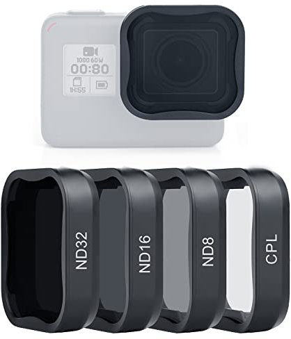 SOONSUN ND Filter Kit for GoPro Hero 5/6/7 Black, 4-Pack (ND8, ND16, ND32, CPL), Multi-Coated Optical Glass Neutral Density & Polarizer Lens Filter with Storage Case