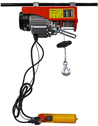 Wiltec Elektrische Seilwinde 540W bis 125/250kg, Motorwinde mit Seilzug 12/6m und Einhandbedienung, Elektroseilwinde