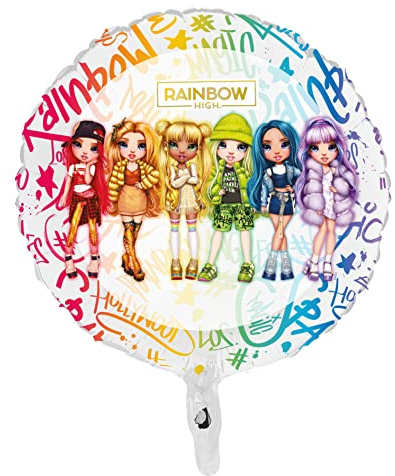 Ciao Rainbow High Folienballon Mylar rund (45 cm, 18 Zoll) Original MGA, mehrfarbig