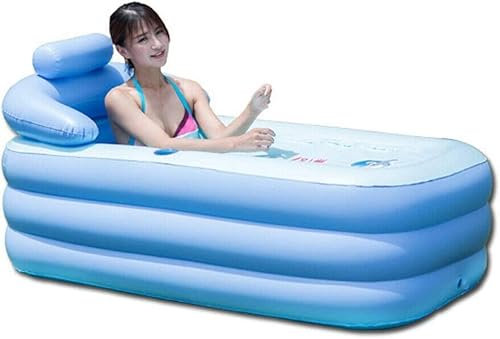 MOFOCO Aufblasbare Badewanne, PVC Tragbare Faltbare Aufblasbare Badewanne für Erwachsene, SPA Warme Badewanne, Erwachsene Aufblasbare Badewanne Mit Getränkehalter, Pool + Kissen (Color : A)