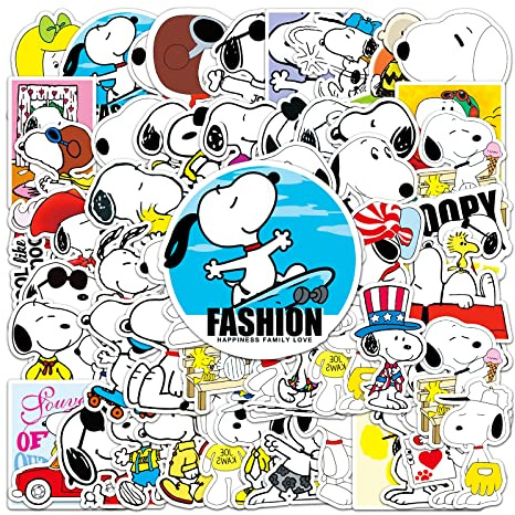 Yangsiw Snoopy Stickers for Water Bottle and Laptop, Waterproof Durable Trendy Vinyl Hydro Flask Decal for Teen, Phone, Skateboard, Guitar 50pcs