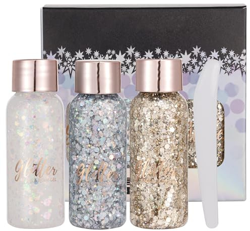 GL-Turelifes Lentejuelas de sirena con purpurina líquida, sombra de ojos, gel para el cuerpo, festival, purpurina, cosméticos, para el pelo, maquillaje de larga duración, brillo de 30 g (Set A)