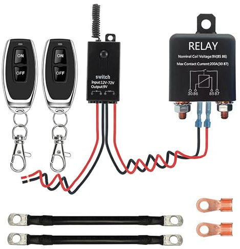 WOODGUILIN Drahtloser Ferngesteuerter Auto Trennschalter,200A Autobatterie Cut-Off schalter,DC12V-72V Drahtloser Auslaufsicherer Batterietrennschalter; für Schwere Geräte,Autos,Wechselrichter,Pumpen.