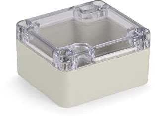 Blanko Modulgehäuse, Universal-Gehäuse aus ABS-Kunststoff mit transparentem Deckel, Mehrzweckghäuse mit Montagepunkten für Leiterplatten, IP 65 Schutzklasse, LxBxH 64x58x35 mm, Lichtgrau