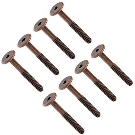 TERF® Bulloni M6 x 60 mm per giunti mobili M6 (6 mm) x 60 mm Bulloni a cilindro esagonale a testa piatta, Bullone a vite con finitura bronzea per culla, lettino, mobili, confezione da 8