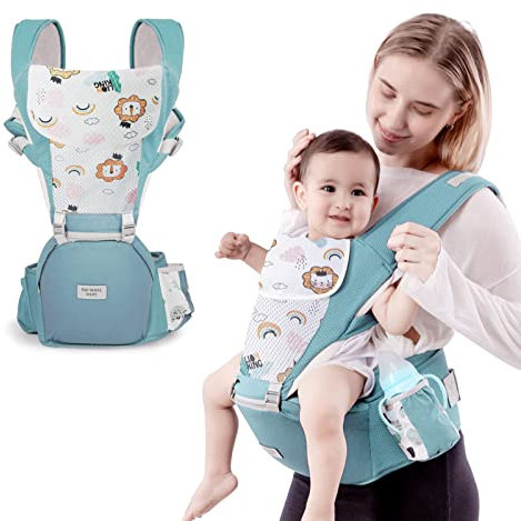 Porte Bébé,Siège de Hanche Multifonction pour Porte Bebe de 3 à 36 mois, 6 en 1 Façons de Transporter,Taille Réglable,Pour Nouveaux Nés Et Bébés de 3 à 20 kg