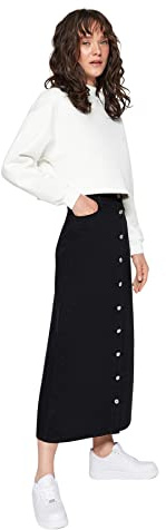 Trendyol Women's Damen Gerade Maxi Linie Hijab-Rock Skirt, Black, 62