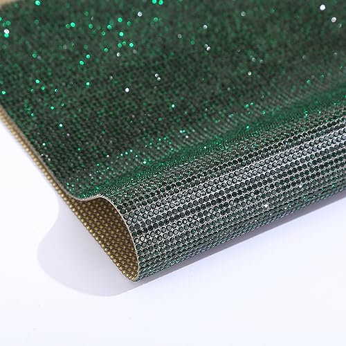 Wambere Bling Strasssteine Glitzer Kristall Strass Aufkleber,Runde Schmuckstein Edelstein Glitzersteine Aufkleber,Für DIY Autodekoration Gepäckdekoration Geschenkdekoration,Dunkelgrün,SS6（12×20cm）