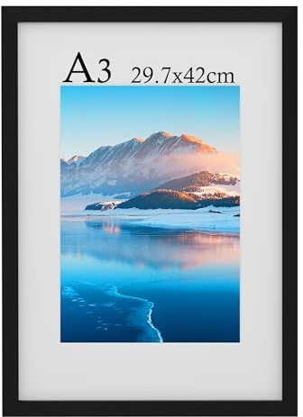 DTXDTech Bilderrahmen A3, 29,7 x 42 cm Schwarz Holz DIN a3, Fotorahmen, Wandmontierter, für Druck, Schlafzimmer und Wohnzimmer Dekoration