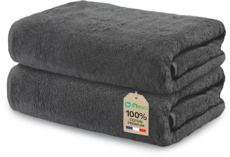 Ôhm Handtuch Baumwolle 50x100 cm Dunkelgrau 2er-Set | Kompaktes Format für schnelles Händetrocknen in Küche oder Bad, ohne Fusseln zu hinterlassen.