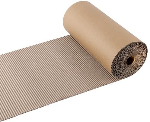 PEUTIER Rotolo di Cartone Ondulato a Faccia Singola, Cartone Ondulato Rotolo per Spedizione Flauto B Carta da Imballaggio Ondulata in Cartone Fai Da Te per l'Imballaggio lo Stoccaggio la Spedizione