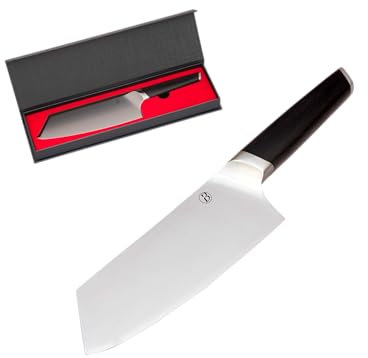 BABOSSA® Original Nakiri | Japanisches Profi Messer mit Ebenholzgriff | Klingenlänge 20cm | Ultra scharfes Gemüsemesser | 3 lagiger Spezial-Messerstahl mit Kernstahl aus 440C Stahl