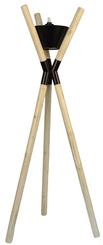 UNUS Torche de jardin - Trépied en bois - Rechargeable - Pour l'extérieur