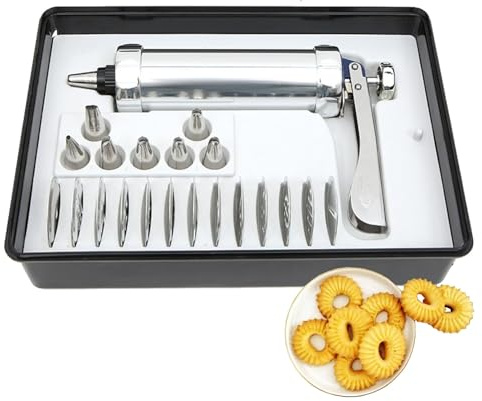 CHSUFBTY Cookie Press Machine Stainless Steel Biscuit Extruder Press Cookie Gun Kit Set DIY Biscuit Maker Baking Decoration Supplies