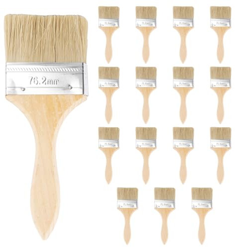 LDHHYH 16Stück Flachpinsel 75mm,Pinselset Lasurpinsel mit Holzstiel, Pinselset Set zum Holz, Lasurpinsel Malerpinsel Flachpinsel Für Fechten, Dekorieren, Malen
