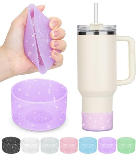 PICcircuit 2PCS Silicone for Stanley Cup & Hydroflask Boot Protectors, 20-40oz & 12-24oz, Glitter, Fog