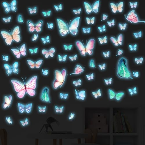 Celestia 3D Schmetterlinge Leuchtend Wandtattoo, Leuchtsticker Schmetterling Wandaufkleber, Luminous Schmetterling Wandsticker Schmetterlinge Deko für Wohnzimmer Schlafzimmer Kinderzimmer Wanddeko