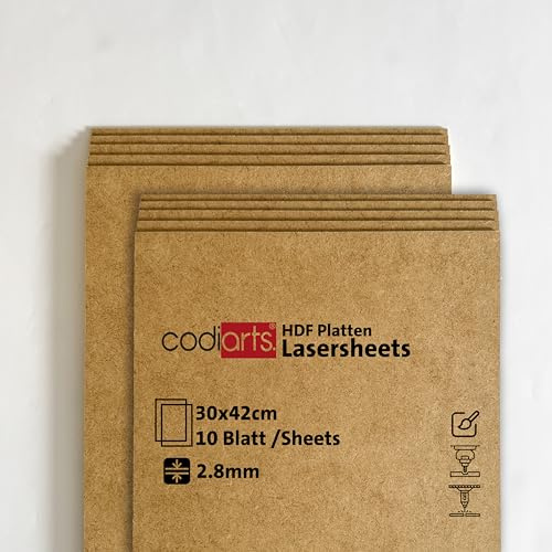 codiarts - Plaques HDF - 30 x 42 cm - 2,8 mm - Panneau de fibres de bois haute densité - Parfait pour découpe laser et bricolage - Haute stabilité - Surface lisse - Respectueux de l'environnement (10)