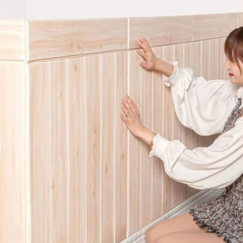 HAILM Panneaux Muraux 3D À Décoller Et À Coller, Revetement Mural Adhesif en Mousse, Plaque pour Plafond A Coller, Parement Mural Exterieur Installation Facile,50pcs