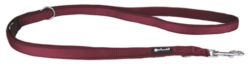 Petlando Hundeleine 2m Mesh weich gepolstert, Bordeaux, 230x2,5cm | Für mittelgroße Hunde, 3-fach verstellbar, pflegeleicht, schnelltrocknend, Karabiner, Führleine, Freihandleine, Umhängeleine