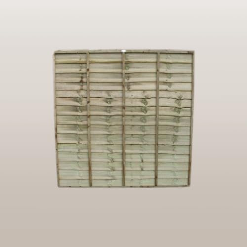 Wooden Lap Fence Panel Treated Timber 1.8 Metre Wide x 1.8 Metre High (6 Foot x 6 Foot) 15 Year Anti-Rot Guarantee