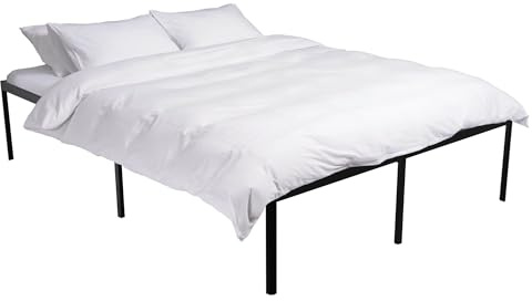 CLP Metallbett Hamlin mit Lattenrost I Stabiles Bettgestell mit Stauraum I Modernes Bett mit belastbarem schwarzem Rahmen, Farbe:schwarz, Größe:200x140x41 cm