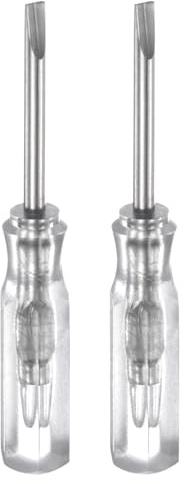QUARKZMAN 2Pcs Sl2,0 Mini Tournevis Fendu 2mm Tête Plate Magnétique 45mm Longueur pour Petites Réparations d'Appareils, Transparent