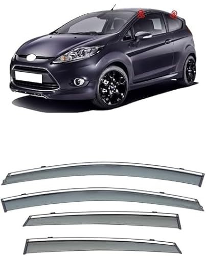 AnJWen Windabweiser für Ford Fiesta 2009-2016,Autofenster Regenschutz, Regenabweiser, Integrierte Deflektoren,4 Stück
