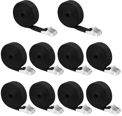 TOSAVGA Sangle, 10 pièces 4m × 25mm Sangle d'Arrimage, Sangle a Cliquet avec Boucle de Serrage, Sangle Arrimage, Sangles d'arrimage Charge maximale 250kg, pour Moto, Voiture, Porte Vélo