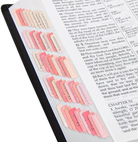 BUOKSLLY Lot de 75 onglets bibliques roses pour femmes - Grands autocollants imprimés pour trouver le marqueur biblique, l'amour de la Bible et les versets bibliques dans le verre allemand (blanc