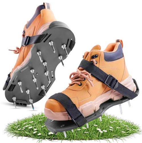 MEISHANG Rasenlüfter Schuhe,Nagelschuhe mit Klettverschluss und 47mm Nagell,Rasenlüfterschuhe,Rasenbelüfter Schuhe,Gartenschuhe für Rasenbelüftung