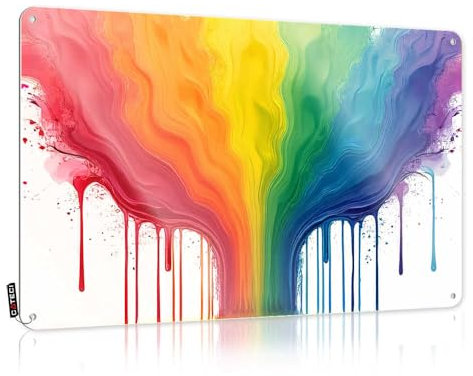 Sign For Bedroom Door Rainbow Drip Art: Vibrant Colors Flowing Together Tin Sign Tin Wall Decor Cheers Tin Sign(30X40CM)