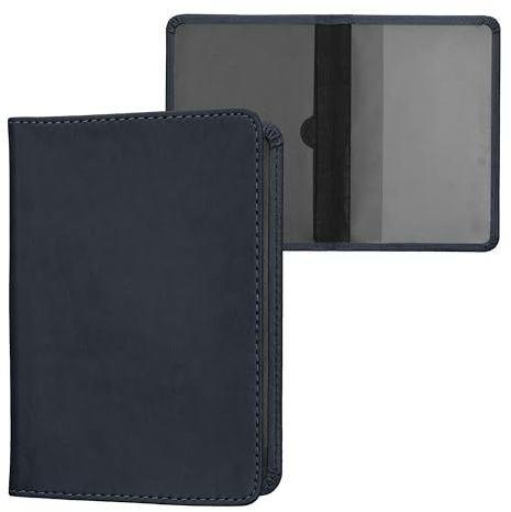 kwmobile Funda para permiso de circulación coche de cuero sintético - Con espacio para tarjetas 9.2 x 13 CM doblado - azul marino