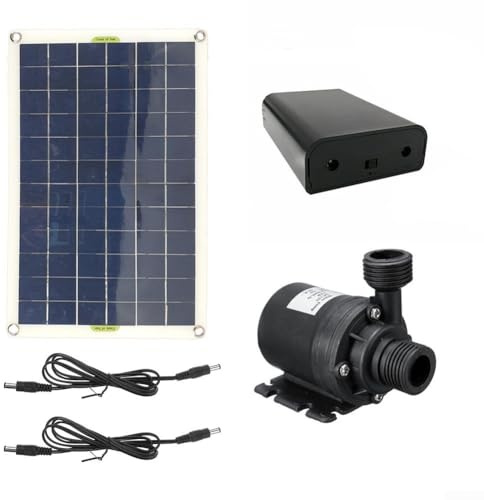 50W Solar Water Pump, Low Noise Garden Solar Fountain Pump, with Backup, Voltage Regulator, for Aquariums, Pools Projects