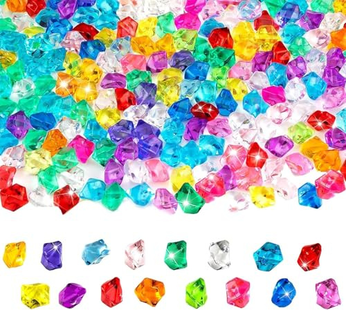 AMSGANK 500 Stück Acryl Diamanten Edelsteine Deko, Bunte Kristalle Glassteine Edelsteine für Geburtstag, Hochzeit, Party, Vasenfüllung, Tischdeko, Kunsthandwerke Dekoration
