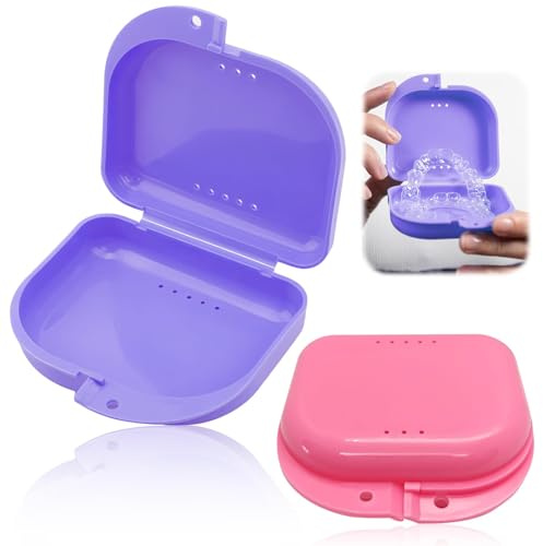 2 Boîtes de Rangement pour Appareil Dentaire – Étui pour Gouttières, Prothèses, Protège-Dents – Boîte Hermétique avec Aération, Ultra-Légère et Portable