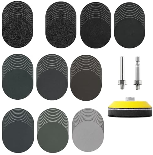 100pcs 75mm Wet And Dry Sanding Discs Hook And Loop, Silicon Carbide Sanding Pads Sandpaper Kit 60grit -300grit