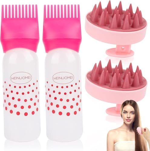 Jognee Haarfärbebürste Flasche, Haaröl Applikator, Hair Oil Applicator, Wurzelkamm Applikator Flasche Haare, Hair Oiling, Öl Applikator Haare, Shampoo Bürste, Auftrageflasche Haare, Kopfmassage Bürste