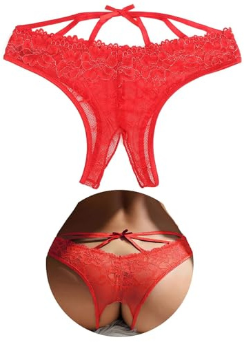 ohyeahlady String Tanga Ouvert à l'entrejambe Femme Grande Taille | Tanga Fendu,Culotte Ouverte Dentelle Transparent,String Chic Hot,Tenu Hot,Lingerie Ouvert,Sous Vetements Feminins,1/2pcs