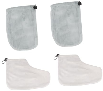 WEKADRIN Set di Guanti e Calzini per Terapia alla Paraffina in Cotone e Peluche, 2 Paia, Massima Idratazione e Mantenimento Calore, per Uso Professionale e Domestico Colore Casuale