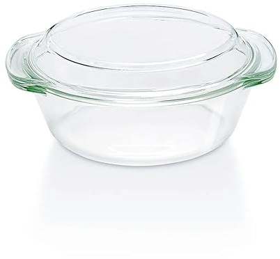 Borosil Glass Casserole Round - Oven, Microwave Safe Serving Bowl With Glass Lid, Transparent (ROUND WITH LID 1.5 Ltr 15.8D x 23.2W x 6.37H cm)