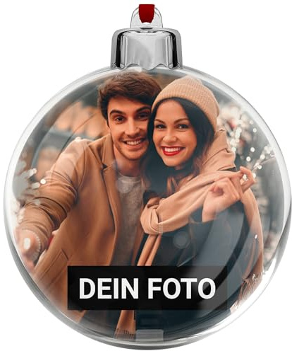 PhotoFancy® - Personalisierte Weihnachtskugel mit Foto - Christbaumkugel mit verschiedenen Designs