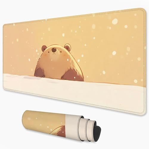 Alfombrilla Ratón Oso Mouse Pad 1000x500 mm, Grande Alfombrilla Gaming Amarillo con Superficie Especial Que Mejora la Velocidad y la precisión, Mousepad Impermeable para Gamers, PC y Portátil 3Y-208