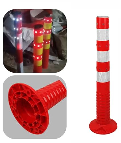 Paletti di delimitazione del Traffico con Luce LED, Coni di Avvertimento fissi con Base Resistente, dissuasori di parcheggio ad Alta visibilità per Uso Commerciale/privato (Bianco)